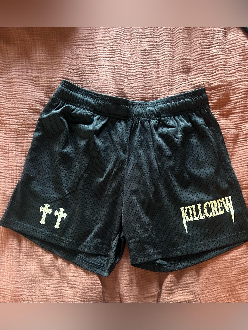 Kill Crew Black Mesh Shorts with White Drawstring
